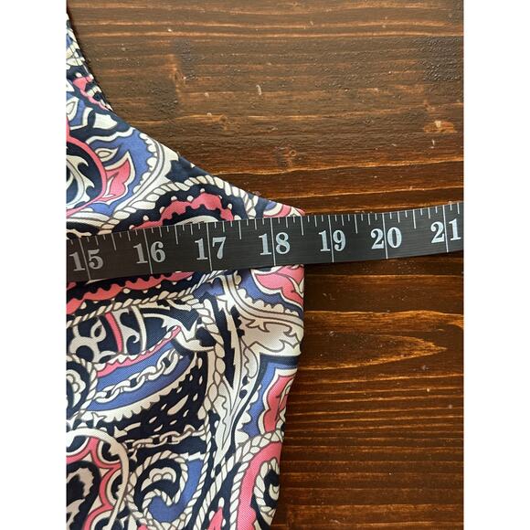 Vineyard Vines 100%Silk Sleeveless Top S Navy Pink White Paisley Print Coastal - Picture 7 of 9